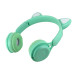 Навушники дитячі бездротові накладні MZ-08M LED MP3 Bluetooth з вушками зелений (RZN-23102610)
