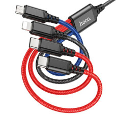 Кабель 4в1 USB/Apple Lightning+2хType-C+microUSB 1 м HOCO X76 2 A різнобарвний (RZN-23098656)