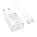 Зарядний пристрій з кабелем Type-C/Apple Lightning 1 м HOCO C143A Benefit 20 W 5 V 3 A білий (RZN-23106527) Зарядний пристрій з кабелем Type-C/Apple Lightning 1 м HOCO C143A Benefit 20 W 5 V 3 A білий (RZN-23106527)