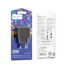 Зарядний блок живлення Type-C+USB HOCO CS14A Ocean 20 W 12 V 1.67 A чорний (RZN-23103426)