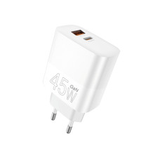 Зарядний блок живлення USB+Type-C WUW C209 45 W 9 V 2 A білий (RZN-23103528)
