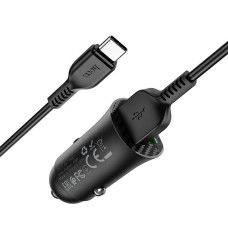 Автомобільний зарядний пристрій з кабелем 2хUSB/Type-C HOCO Z39 Farsighted dual port 18 W чорний (RZN-23100072)