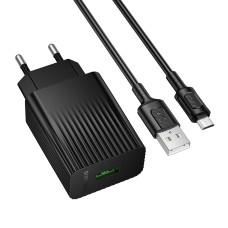 Зарядний пристрій з кабелем USB/microUSB 1 м BOROFONE BAS72A Source 18 W чорний (RZN-23105633) Зарядний пристрій з кабелем USB/microUSB 1 м BOROFONE BAS72A Source 18 W чорний (RZN-23105633)