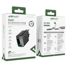 Зарядний блок живлення USB Acefast A90 18 W 2 А 9 V чорний (RZN-23104665)