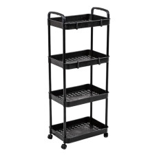 Етажерка на колесах класична SKLM-11 100 х 40 см пластик чорний (RZN-23102581)