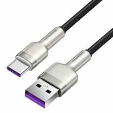 Кабель USB/Type-C 1 м Baseus Cafule Series Metal 66 Вт чорний зі сріблястим (RZN-23102075)