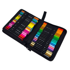 Набір маркерів акварельних двосторонніх 80 шт DW-80 у пеналі 0.4-2 мм (RZN-23103157)