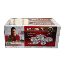 Набір каструль нержавіюча сталь 10 предметів Empire 7363 Стрейт зі скляними кришками сріблястий (RZN-23101019)