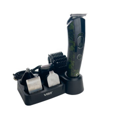 Тример універсальний VGR V-102 5в1 USB 600 mAh з підставкою чорний з зеленим (RZN-23090144)