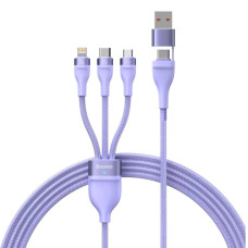 Кабель 3в1 USB+Type-C/Apple Lightning+Type-C+microUSB 1.2 м Baseus Flash Series Ⅱ 100 Вт фіолетовий (RZN-23101797)