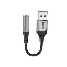 Перехідник USB M/3.5 мм AUX F 12 см HOCO LS36 Fresh чорний зі сріблястим (RZN-23105458)