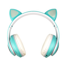 Навушники дитячі бездротові накладні CAT STN-28 LED MP3 Bluetooth з вушками зелений (RZN-23105195)