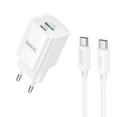 Зарядний пристрій з кабелем USB+Type-C/Type-C 1 м HOCO C149A Charm 30 W 12 V 2.5 А білий (RZN-23106389)