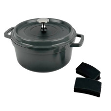 Каструля антипригарне покриття Kamille KM4456 з кришкою 2.5 л сірий (RZN-23101000)
