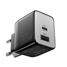 Зарядний блок живлення Type-C+USB ESSAGER ECT33W Gan 33 W 3 А чорний (RZN-23101316)