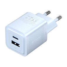 Зарядний блок живлення Type-C+USB Vention 2-Port GaN Charger 30 W 3 А блакитний (RZN-23100582)
