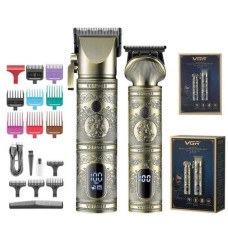 Тример машинка для стрижки волосся VGR V-670 Professional Set 2в1 USB золотистий (RZN-23096420)