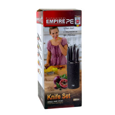 Набір ножів з підставкою 6 предметів Empire EM-1924 Блек нержавіюча сталь чорний (RZN-23102985)