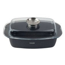 Гусятниця мармурове покриття Vezzer VZ8083 з кришкою 5.5 л чорний (RZN-23106943)