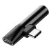 Перехідник 2в1 USB Type-C M/USB Type-C+AUX F Baseus L41 чорний (RZN-23103507)