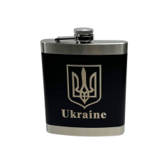 Набір фляга зі стопками 500 мл Україна подарункова упаковка чорний (RZN-23095394)
