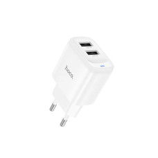 Зарядний блок живлення 2xUSB HOCO C141A Smart 5 V 2.1 A білий (RZN-23106377)