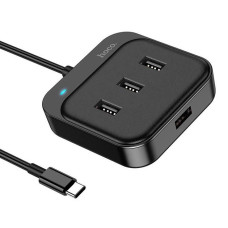 USB-хаб зовнішній 4 порти HOCO HB31 Easy Type-C 0.2 м чорний (RZN-23099850)