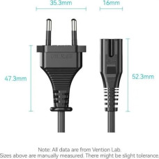 Кабель живлення 2 pin силовий 1.8 м Vention 2-Prong Power Cord C7 Connector EU Plug ZCLBAC чорний (RZN-23101588)