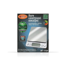 Ваги ювелірні електронні до 500 г BITEK BT-1729 точність 0.01 г сріблястий (RZN-23102500)