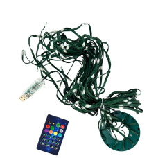 Світлодіодна гірлянда-нитка зелений дріт Кінський хвіст 400 LED SFK-02 Bluetooth USB з пультом крапля 2 м мульти (RZN-23100240)