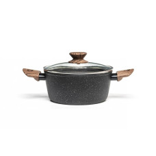 Каструля мармурове покриття Hölmer CR-1325-FAMWL Natural з кришкою 2.5 л чорний (RZN-23105719)