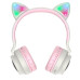 Навушники дитячі бездротові накладні HOCO W27 Cat LED Bluetooth з вушками сірий з рожевим (RZN-23101122)
