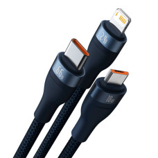 Кабель 3в1 USB/Apple Lightning+Type-C+microUSB 1.2 м Baseus Flash Series синій (RZN-23101585)