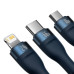 Кабель 3в1 USB/Apple Lightning+Type-C+microUSB 1.2 м Baseus Flash Series синій (RZN-23101585)