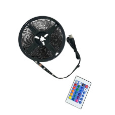 Світлодіодна стрічка самоклейна 5 м LED RGB 5050 з пультом чорний (RZN-23094747) Світлодіодна стрічка самоклейна 5 м LED RGB 5050 з пультом чорний (RZN-23094747)