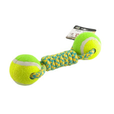 Жувальна іграшка для собак М'ячі з канатом 643 21 см зелений з жовтим (RZN-23102243)