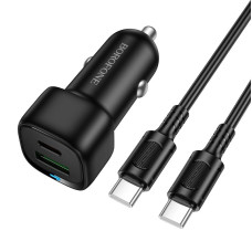 Автомобільний зарядний пристрій з кабелем Type-C+USB/Type-C BOROFONE BZ34B Cloud 38 W чорний (RZN-23106421)