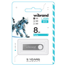 Флеш пам'ять USB 8 GB Wibrand Puma USB 2.0 сріблястий (RZN-23098850) Флеш пам'ять USB 8 GB Wibrand Puma USB 2.0 сріблястий (RZN-23098850)