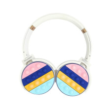 Навушники дитячі бездротові накладні POP IT Rainbow Headset 950BT FM MP3 Bluetooth білий (RZN-23100637)