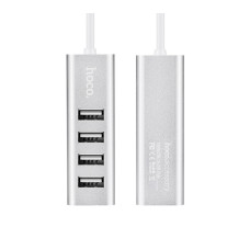USB-хаб зовнішній 4 порти HOCO HB1 0.8 м сріблястий (RZN-23103893)