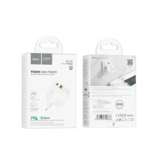 Зарядний блок живлення Type-C+USB HOCO C111A Lucky 30 W 3 A білий (RZN-23100577)