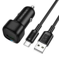 Автомобільний зарядний пристрій з кабелем USB/Type-C BOROFONE BZ34 Cloud 18 W чорний (RZN-23106426)