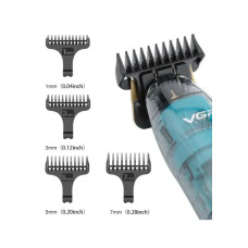 Бездротова машинка для стрижки волосся VGR V-961 USB 4 насадки чорний з бірюзовим (RZN-23101270) Бездротова машинка для стрижки волосся VGR V-961 USB 4 насадки чорний з бірюзовим (RZN-23101270)