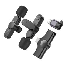 Мікрофон конденсаторний петличний 2 шт BOROFONE BFK12 Trophy Apple Lightning+Type-C для смартфона Bluetooth чорний (RZN-23102073)