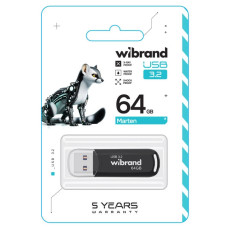 Флеш пам'ять USB 64 GB Wibrand Marten USB 3.2 Gen1 чорний (RZN-23105862)
