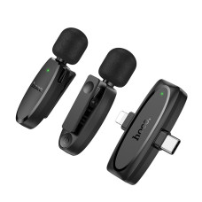 Мікрофон конденсаторний петличний 2 шт HOCO L15 Dual Apple Lightning+Type-C для смартфона Bluetooth чорний (RZN-23102274)