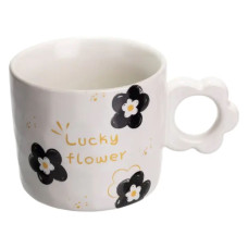 Чашка для чаю та кави порцелянова Lucky Flower 250 мл гарна оригінальна на подарунок Біла FM-14D (LG-FM-14D)