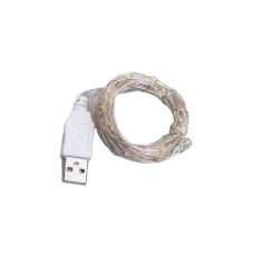 Гірлянда роса 10 метрів USB на 100 led світлодіодів крапля на білому дроті жовта USB100L10MWY (LG-USB100L10MWY)