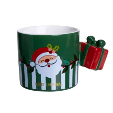Чашка порцелянова новорічна Merry Christmas 400 (мл) Зелена Yiwu FM-CS-49GR (LG-FM-CS-49GR)