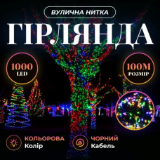 Гірлянда Різдвяна фея вулична 100 (м) 1000 LED чорний провід Мультиколір CF1000L100MBML (LG-CF1000L100MBML)